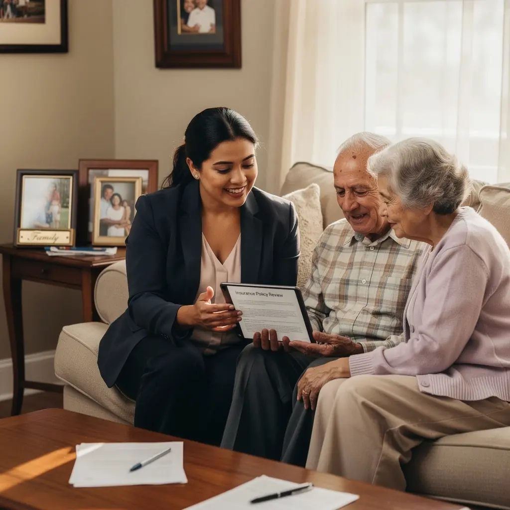 Osoba analizująca dokumenty ubezpieczeniowe przy biurku